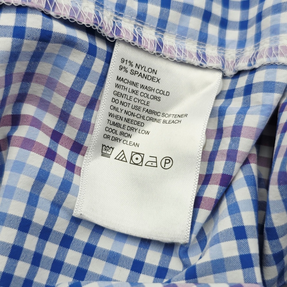 Tommy Bahama The Siesta Key Mens XL Blue Purple Gingham Check Button Down Shirt - Picture 9 of 10